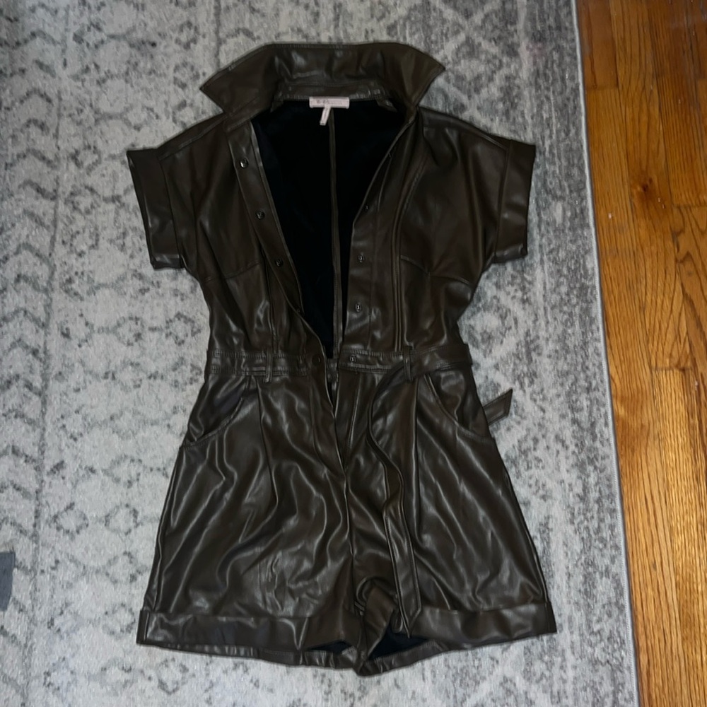 brown espresso faux leather romper in pristine condition size xs